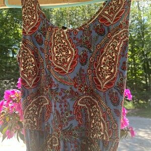 Talbots Womens medium petite maxi dress with belt blue paisley new with tags